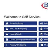 Front page of Self Service portal website