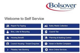 Front page of Self Service portal website