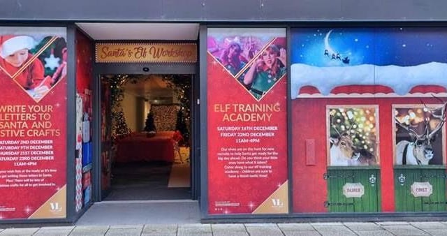 Two of the empty units at Vicar Lane have been transformed for the festive season.