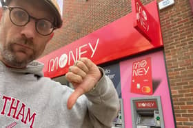 Councillor Ed Fordham outside Chesterfield's Virgin Money branch, which will close at the start of next year.