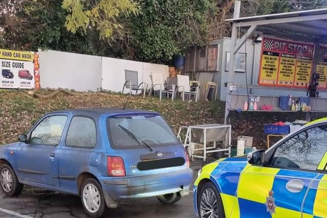 Police caught the driver behind the wheel of this Nissan Micra in Tupton (picture: Derbyshire RPU)