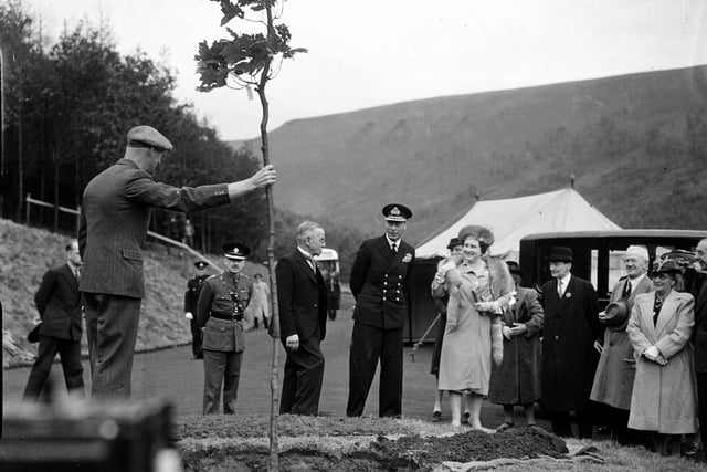 The King and Queen at the opening of the Ladybower resevoir, in 1947