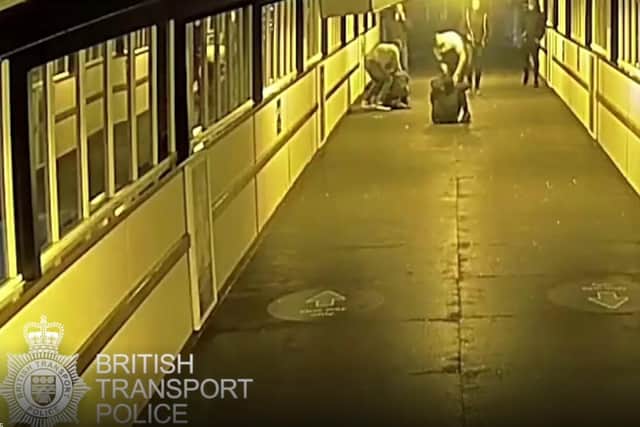 A video shows two Chesterfield men viciously attacking two brothers at York train station. Credit: British Transport Police.