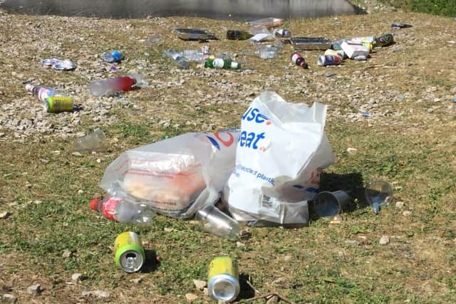 Litter left at the site by visitors.