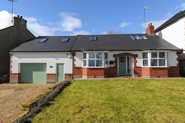 The detached bungalow has four bedrooms, two on the ground floor and two on the first floor.