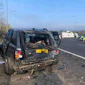 The aftermath of a serious collision on the M1 between Matlock and Mansfield