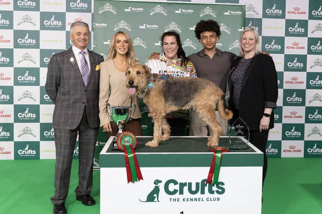 Claire said she was “so proud” of Diesel after he scooped the top prize. Credit: BeatMedia/The Kennel Club