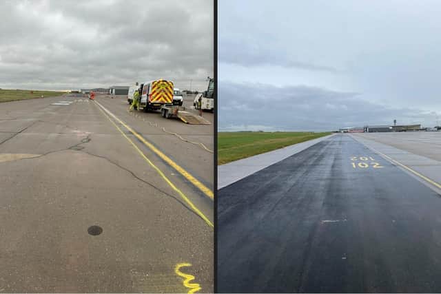 Taxiway before work and after