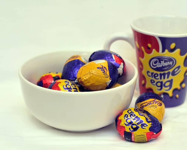 Easter egg feature . Cadburys Cream egg and Caramel Eggs  . pic Richard Ponter 181003h
