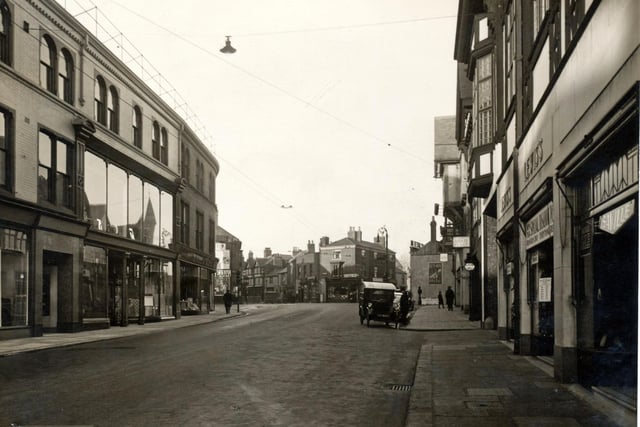 Eyres Store seen on the left. Picture of Holywell Street Chesterfield. Picture supplied by Chesterfield Museum Service\Chesterfield Borough Council