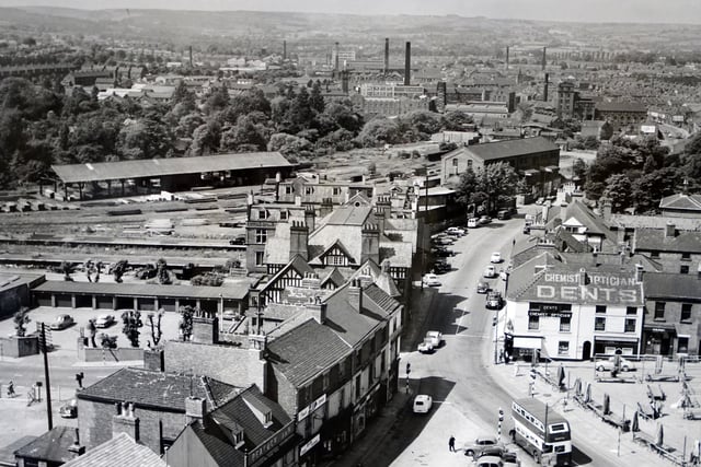 A view looking across West Bars, from the Market Hall in 1959.