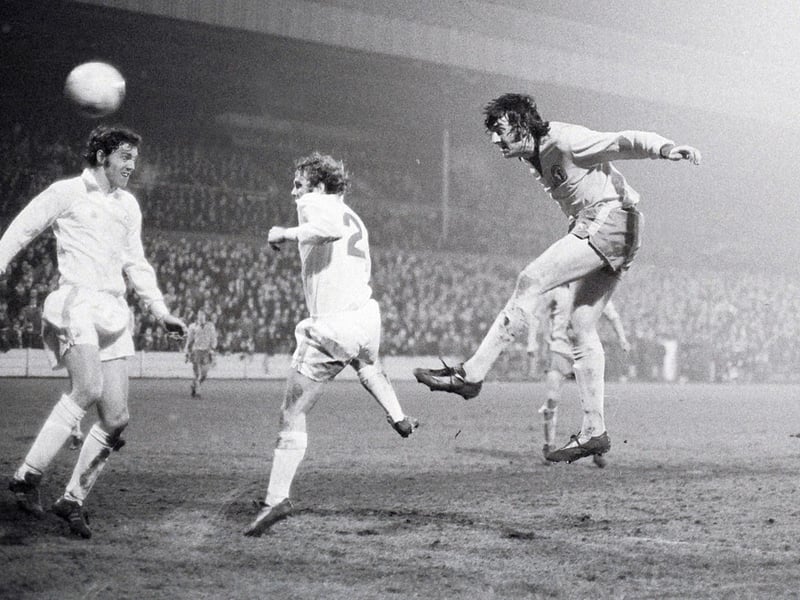 Ray Clarke gets in a header against Southend United.