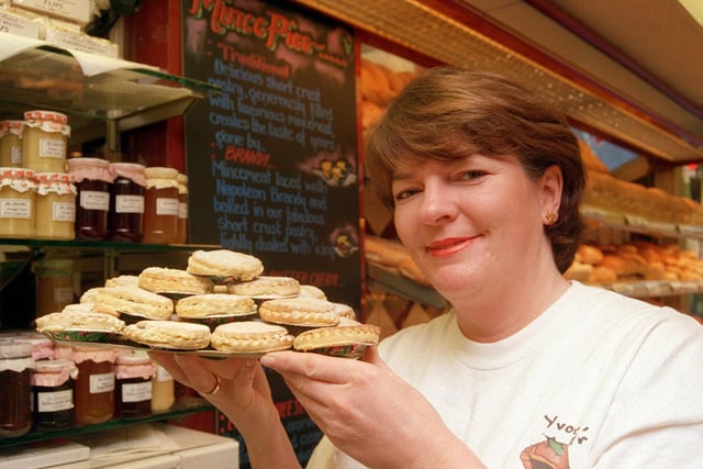 Yvonne Glover of Yvonnes bakery Ecclesall Road with some of her mince pies in 1997