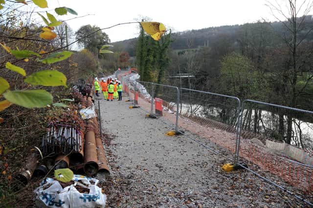 Highways chiefs have revealed when they expect Lea Road, Cromford, which has been closed after a landslip, to reopen. Image: Derbyshire County Council.
