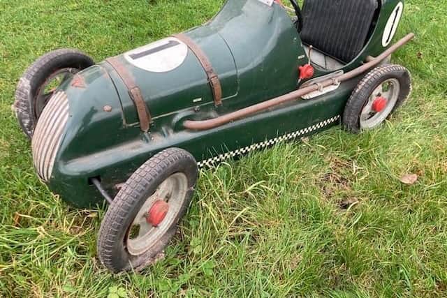 The Austin Pathfinder pedal car, converted to a petrol-engine, is estimated to raise between £4,000 and £6,000 at auction.
