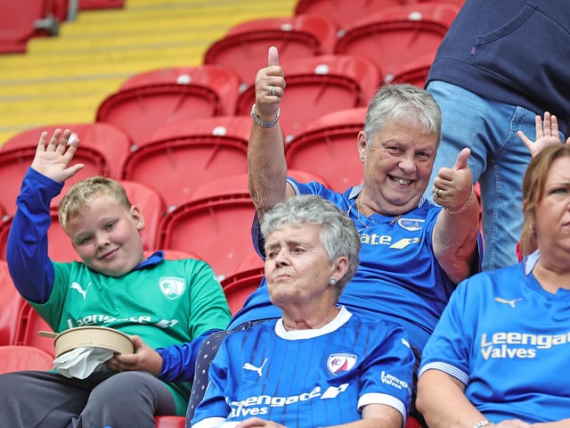 Thumbs up from the away end at Rotherham United
