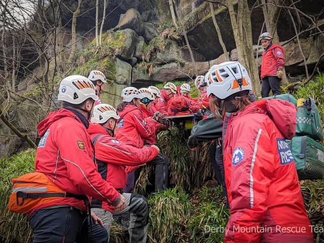 The casualty was eventually transported to Chesterfield Royal Hospital. Credit: Derby Mountain Rescue Team