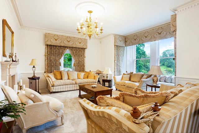 This elegant room is mostly open plan to the entrance hall and offers superb views over the grounds of Quarndon Hall.