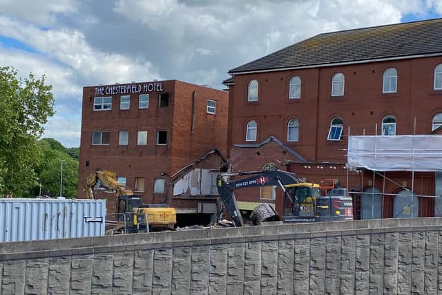 Contractors were spotted at the site on Tuesday, with the demolition work bringing an end to a lengthy wait for the site to be redeveloped.