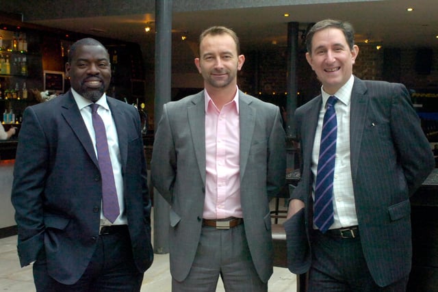 Dennis Enuson, Lee Barron and David Newton, property professionals at a charity event at Crystal Bar in 2011