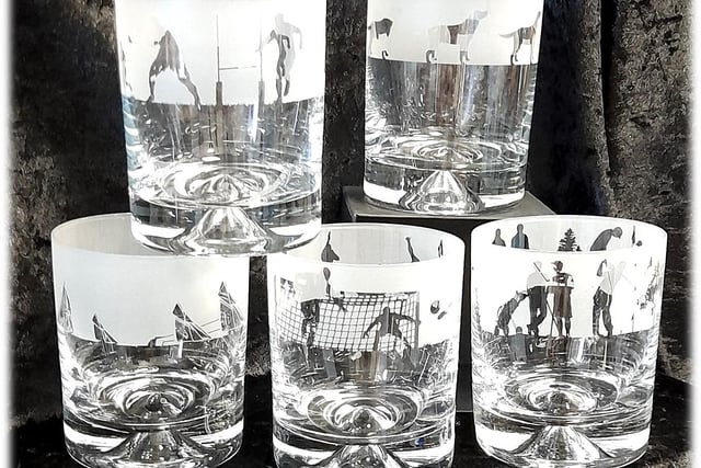 Smart, sophisticated and practical! The Crooked Spire Gift Shop has a range of high-quality crystal glass whisky tumblers, decorated by hand in the UK using traditional techniques.   Whisky Tumblers – £15.95
Website: https://crookedspire.org/church-shop. Contact: giftshop@crookedspire.org
