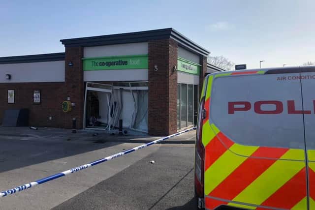 A Chesterfield Co-op store has been ram-raided overnight. Image: Derbyshire police.