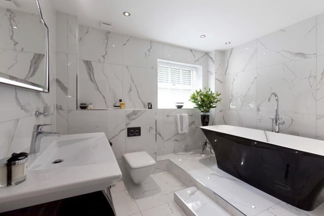 Another example of how modern rooms can be utilised in this home, this stunning family bathroom is brilliantly finished and is bright and spacious.