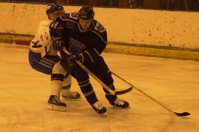 Derek King, defenceman, icing for Fife Flyers in 2002 in a game versus Hull Thunder