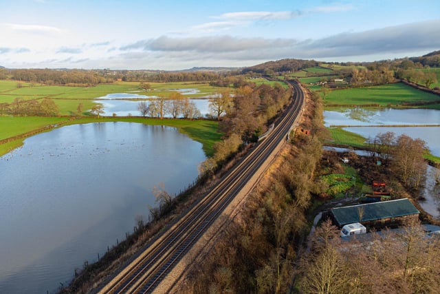 ​Dave Long has been out with his drone to capture this photo of the flooded River Amber at Pentrich.