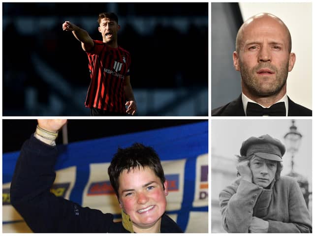 (Top) Gary Cahill and Jason Statham pictured alongside (bottom) Ellen MacArthur and John Hurt are among the most notable people from Derbyshire