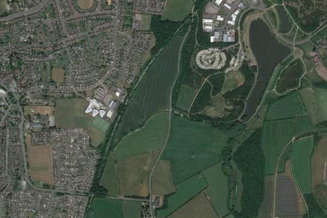 An overhead view of the proposed site for 400 new homes at Staveley.