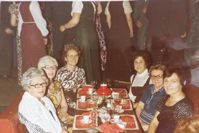 John Cuttriss took this photo of his mother-in-law Edna Stanyard, far left, with work colleagues enjoying a Christmas get-together at the Aquarius in 1972. The photo appears as the March illustration inJohn's calendar for 2022.