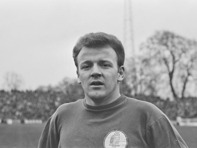 A black and white photo of Leeds United legend Billy Bremner taken in 1968.