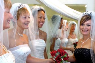 A fundraiser for the charity Firefly was held in 2007. These ladies were performing in a cabaret in wedding dresses.