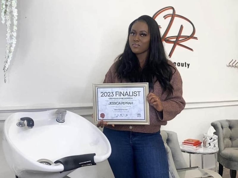 Jess Peprah was shortlisted in two categories at the UK Hair and Beauty Awards, less than six months after opening her Holmewood salon.