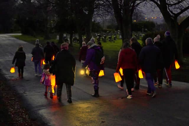People taking part in the Chesterfield Sands Starlight Walk on Sunday (picture: Nick Rhodes)