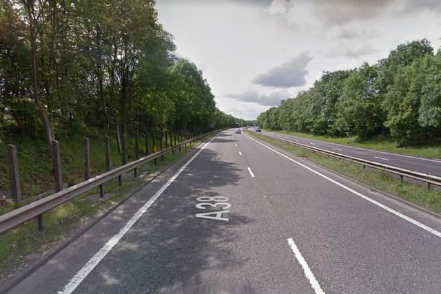 The collision happened on the A38 near Coxbench in Derbyshire (photo: Google).