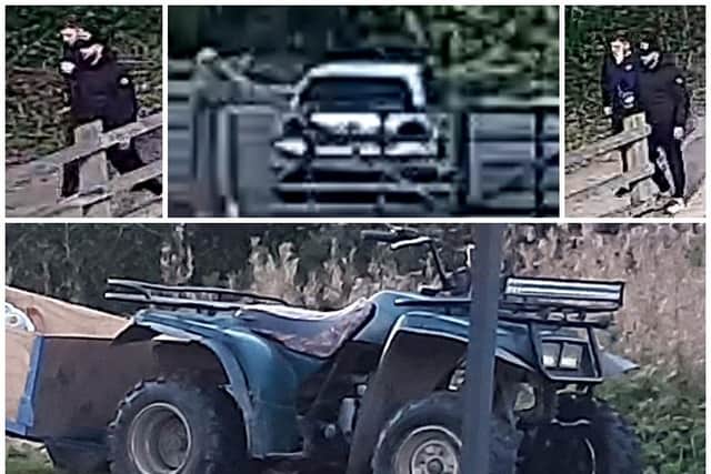 Police investigating the theft of a quad bike in north Derbyshire have released a number of images. Image: Derbyshire police.
