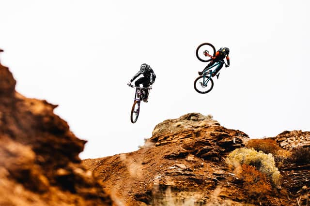 Mountain bikers Cam and Tyler McCaul tackle the rocky slopes of Utah in the film Accomplice: The Time Machine (photo: @_katielo).