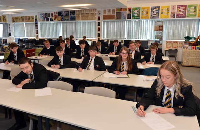 Heritage High School, Clowne. Computer science with Year 11 students.