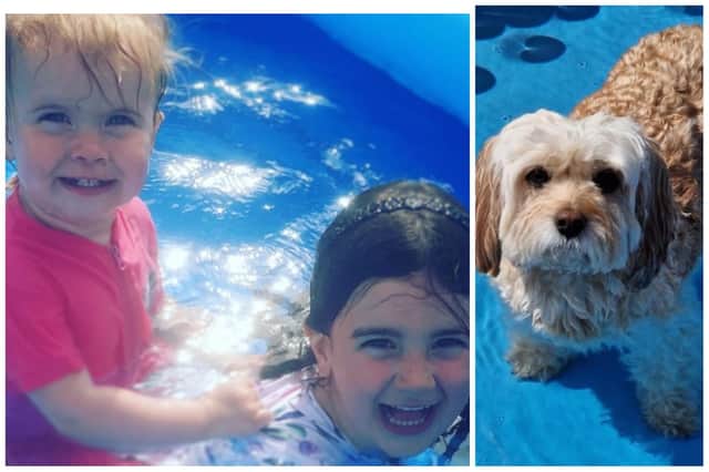 Children and pets enjoy dips in paddling pools on warm days (photos: Briony Mellor and Lucy Siddall)