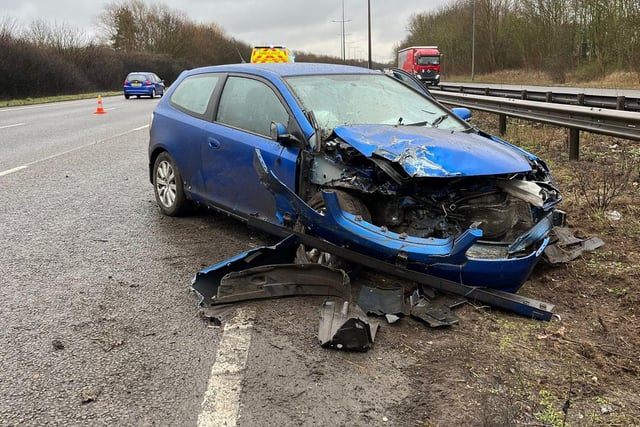 On February 28, the DRPU tweeted: “A50(E) Junction 2 to 1. Severe tailbacks caused by the driver of this Civic whose standard of driving fell below that of a careful and competent driver. No injuries. Driver reported for driving without due care and attention along with no insurance.”