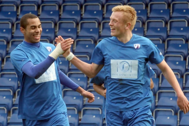 Chesterfield Football Club Youth team celebrate a goal against Lincoln City.