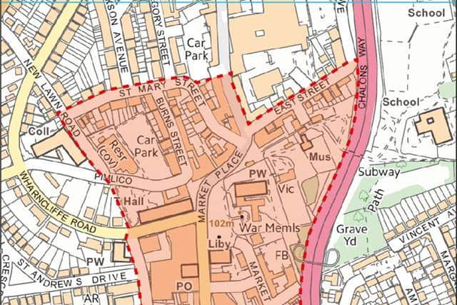 Police have released this map to show the parts of Ilkeston town centre which are covered by the dispersal notice