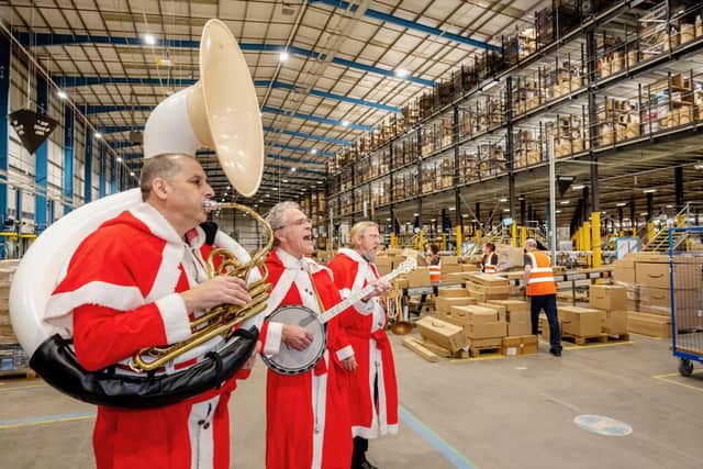 Amazon staff near Chesterfield celebrate Christmas