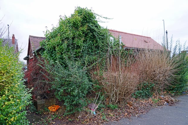 This overgrown building is located on the junction of Chatsworth Road and Old Road.