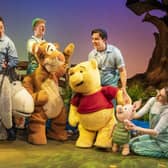 Alex Cardall as Eeyore, Robbie Noonan as Tigger, Benjamin Durham as Pooh and Lottie Grogan as Piglet in Winnie the Pooh (photo: Pamela Raith)