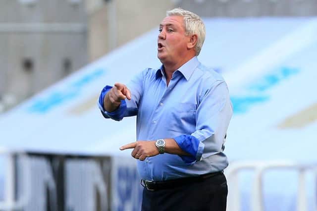 Newcastle United's English head coach Steve Bruce gestures from the sidelines during the English Premier League football match between Newcastle United and Aston Villa at St James' Park in Newcastle-upon-Tyne, north east England on June 24, 2020.