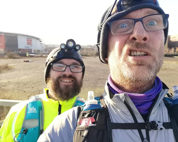 David with colleague Simon Bedford who accompanied him for a stretch of the challenge.