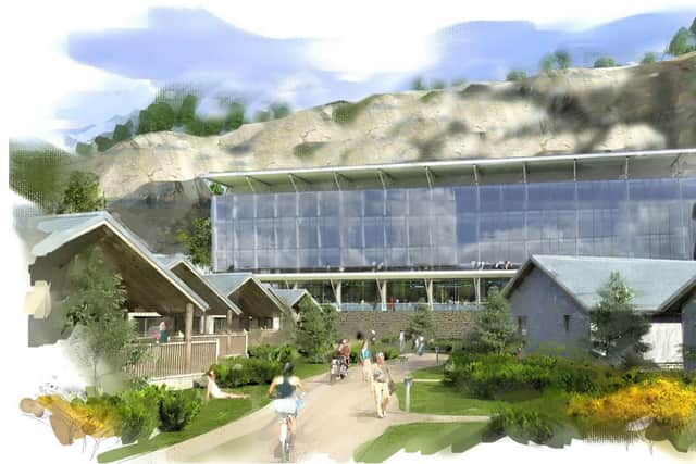 An artist's impression of the proposed Crich Quarry development. Image from Pennyroyal Design Group.